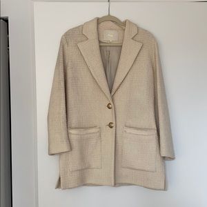 Maje Guille Off-white Tweed Style Coat Blazer